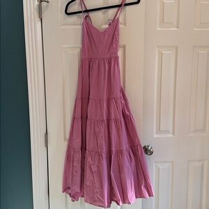 Madewell Sidonie Poplin Maxi Dress Pink Tiered Strappy Back 2023 S NWT